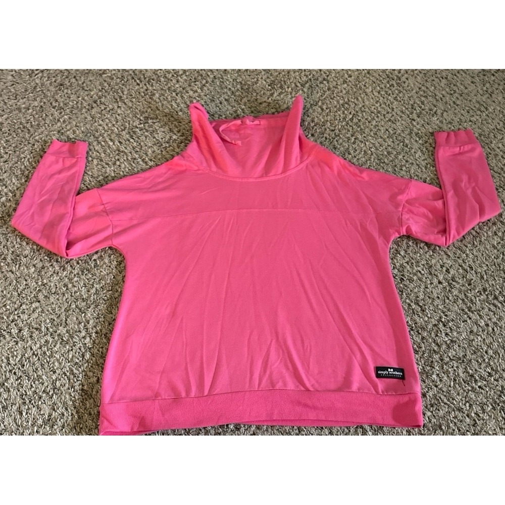 Simply Southern Women's Cowl Neck Pink Sweatshirt‎ Size Large